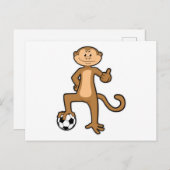 Affe beim Sport mit Fußball Postkarte (Vorne/Hinten)