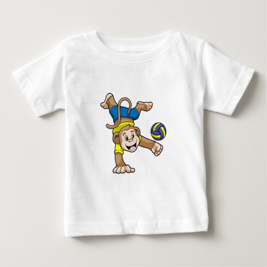 Affe beim Sport mit Volleyball Baby T-shirt (Vorderseite)