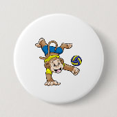 Affe beim Sport mit Volleyball Button (Vorderseite)
