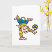 Affe beim Sport mit Volleyball Karte (Gelbe Blume)