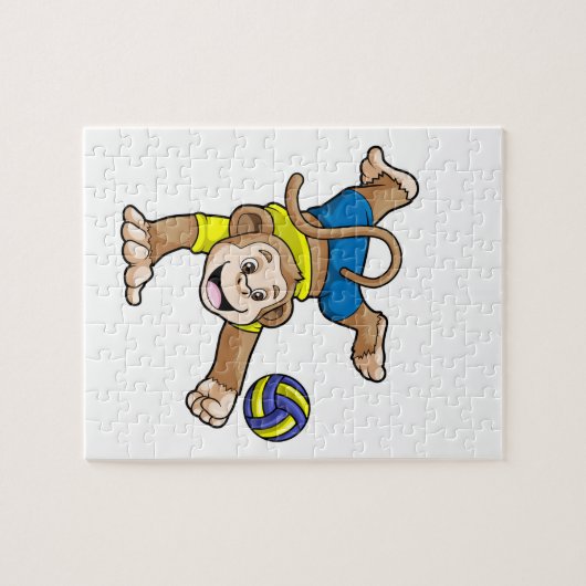 Affe beim Sport mit Volleyball Puzzle (Horizontal)