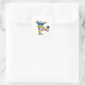 Affe beim Sport mit Volleyball Quadratischer Aufkleber (Tasche)