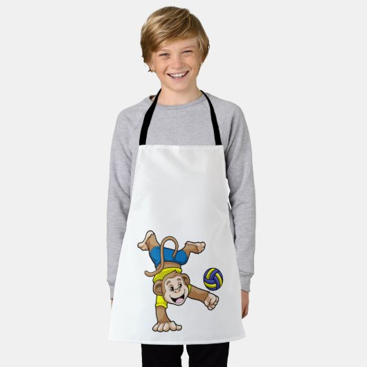 Affe beim Sport mit Volleyball Schürze (Getragen)