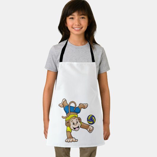 Affe beim Sport mit Volleyball Schürze (Insitu)