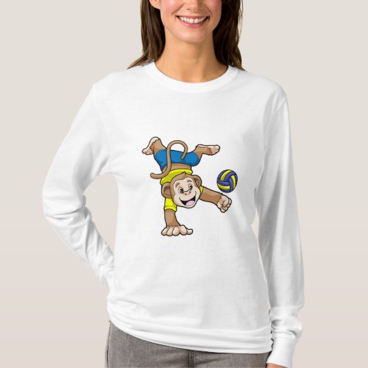 Affe beim Sport mit Volleyball T-Shirt (Vorderseite)