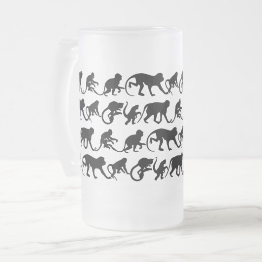 Affe-Bier-Glas Mattglas Bierglas (Vorderseite Links)