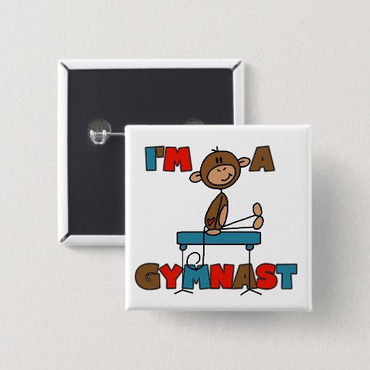 Affe bin ich ein Gymnast Button (Vorne & Hinten)