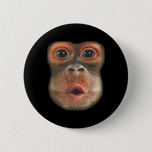 Affe bläst Bauchgesicht Button (Vorderseite)