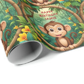 "Affe Cartoon Party - Custom Text Kids" Geschenkpapier (Rolleneckpunkt)