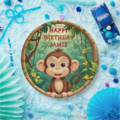 "Affe Cartoon Party - Custom Text Kids" Pappteller (Party)