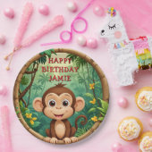 "Affe Cartoon Party - Custom Text Kids" Pappteller (Party)