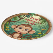 "Affe Cartoon Party - Custom Text Kids" Pappteller (Schrägansicht)