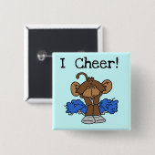 Affe-Cheerleader-blaue und graue T-Shirts und Button (Vorne & Hinten)