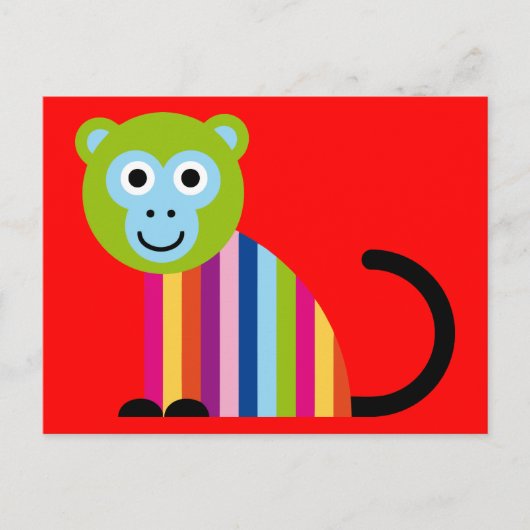 Affe Chimp Niedlich farbiger Cartoon Tier Postkarte (Vorderseite)