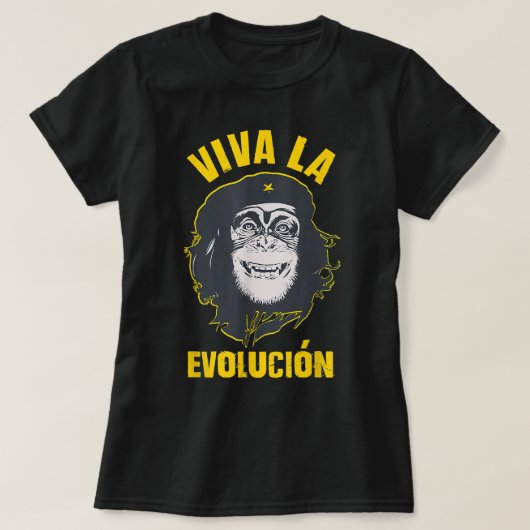 Affe Chimpanzee Viva la Evolution Revolution Spaß T-Shirt (Design vorne)