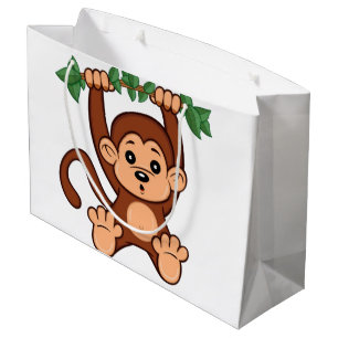 Affe, der gerade herumhängt große geschenktüte