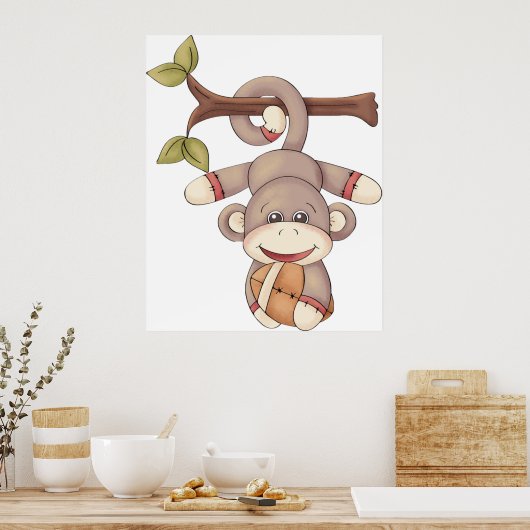 Affe, die einen Fußball hält Poster (Küche)