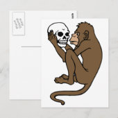 Affe, die einen Schädel hält Postkarte (Vorne/Hinten)