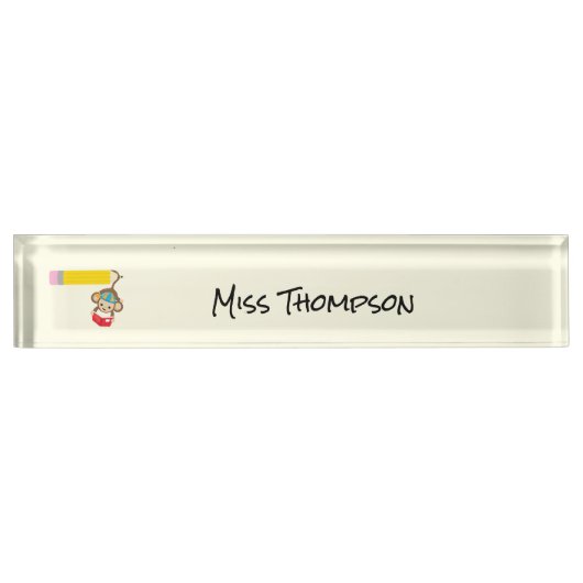 Affe, die von Schwanz Custom Teacher gehandhabt wi Namensplakette (Vorderseite)