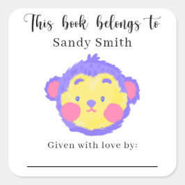 Affe - Dieses Buch gehört mit einer Nachricht Quadratischer Aufkleber