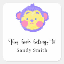 Affe - Dieses Buch gehört Quadratischer Aufkleber