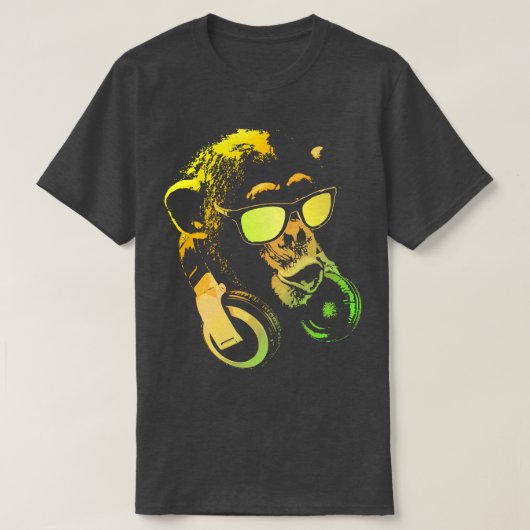 Affe DJ Gelb T-Shirt (Design vorne)