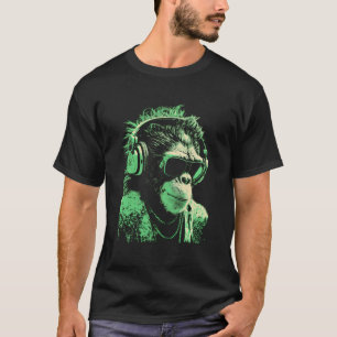 Affe DJ mit Kopfhörern und Sonnenbrille T-Shirt