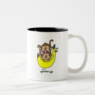 Affe-Doppeljunge und Mädchen-T-Shirts und Zweifarbige Tasse