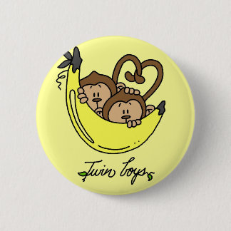 Affe-Doppeljungen-T-Shirts und Geschenke Button