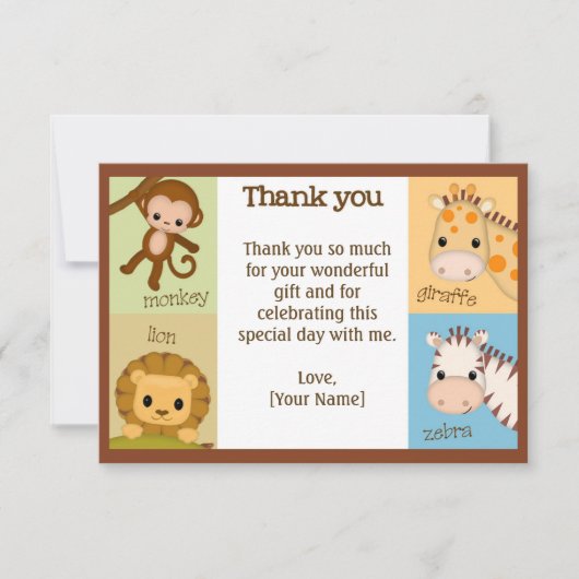 Affe-Dschungel-Babyparty danken Ihnen JUNGE MJS Dankeskarte (Vorderseite)
