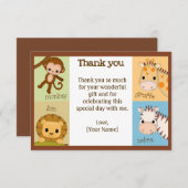 Affe-Dschungel-Babyparty danken Ihnen JUNGE MJS Dankeskarte (Vorne/Hinten)