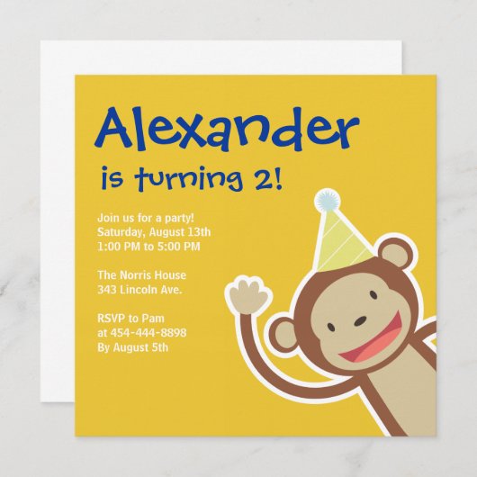 Affe-Einladungen Einladung (Vorne/Hinten)