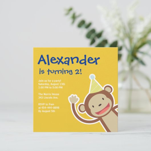 Affe-Einladungen Einladung (Stehend Vorderseite)