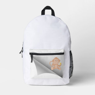 Affe essen Banane unter dem Pflaster Bedruckter Rucksack