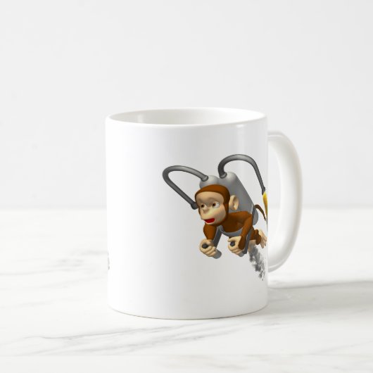 Affe-Fliegen mit Jetpack Kaffeetasse (VorderseiteRechts)