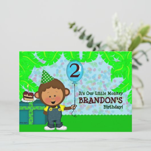 Affe-Geburtstag Einladung (Stehend Vorderseite)