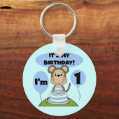 Affe-Geburtstags-Junge 1. Schlüsselanhänger (Vorderseite)
