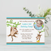 Affe-Geburtstags-Party Einladung (Stehend Vorderseite)