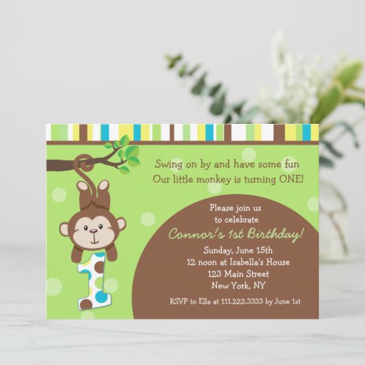 Affe-Geburtstags-Party Einladungen (Stehend Vorderseite)