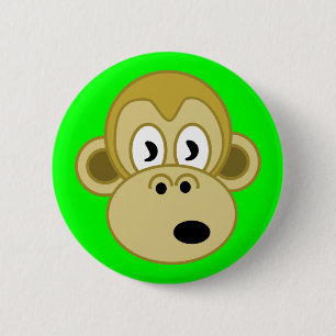 Affe-Gesichts-Knopf - Grün Button