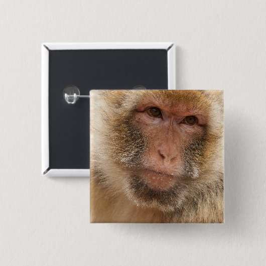 Affe-Gesichts-Quadrat-Button Button (Vorne & Hinten)