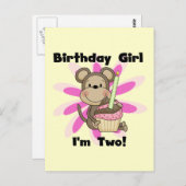 Affe Girl 2. Geburtstag - Tshirts und Geschenke Postkarte (Vorne/Hinten)