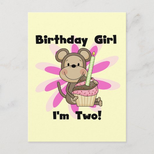 Affe Girl 2. Geburtstag - Tshirts und Geschenke Postkarte (Vorderseite)