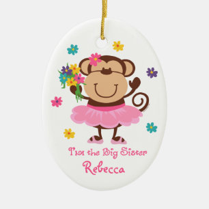 Affe-große Schwester-personalisierte Verzierung Keramik Ornament
