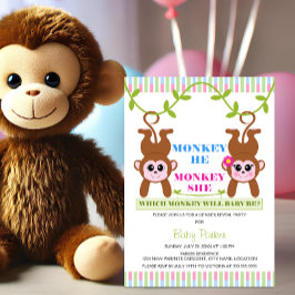 Affe He Monkey She Gender Reveal Party Einladung