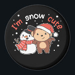 Affe I Liebe Sie Schnee viel Schneemann Pub Magnet<br><div class="desc">Cute monkey with snowman. I love you snow much - a snow pun for winter and Christmas. Warm greeting in the cold season for the holidays. Christmas Monkey with Snowman.</div>