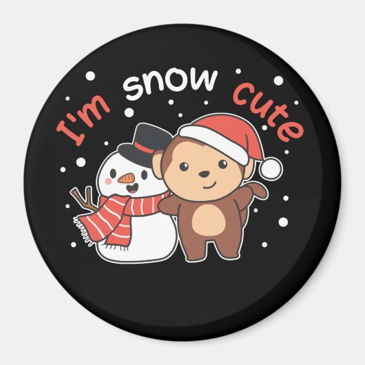 Affe I Liebe Sie Schnee viel Schneemann Pub Magnet (Vorne)