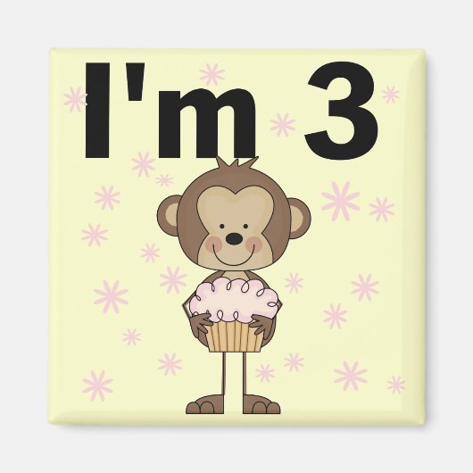 Affe I m 3 Birthday Tshirts and Gifts Magnet (Vorne)