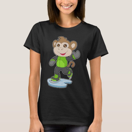 Affe Ice Skaten Ice Skate T-Shirt (Vorderseite)