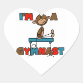 Affe Ich bin Gymnast Herz-Aufkleber (Vorderseite)